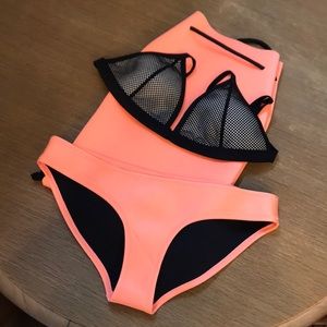 Triangl swimwear black orange bikini neoprene